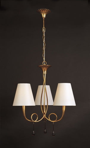 Suspension PAOLA dorée 3 lumières E14 Mantra 3542