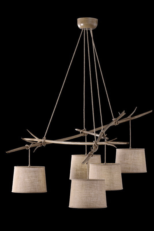 Suspension SABINA imitation Bois 5 lumières E27 Mantra 6175