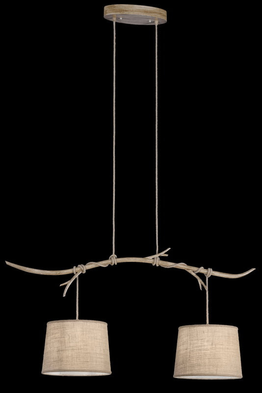 Suspension SABINA imitation bois 2 lumières E27 Mantra 6177