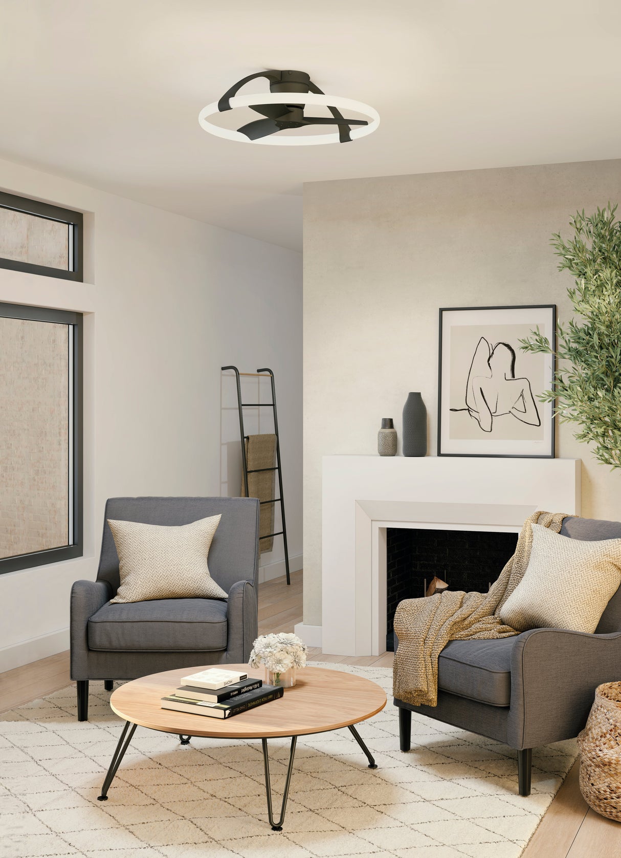 Plafonnier ventilateur Nepal mini noir Mantra 7802