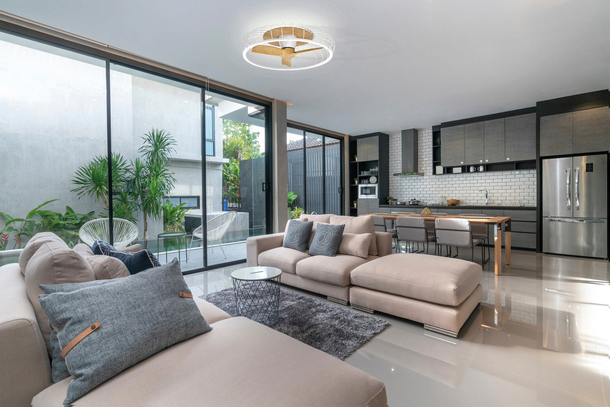 Plafonnier ventilateur Nature Blanc/bois Mantra 7809