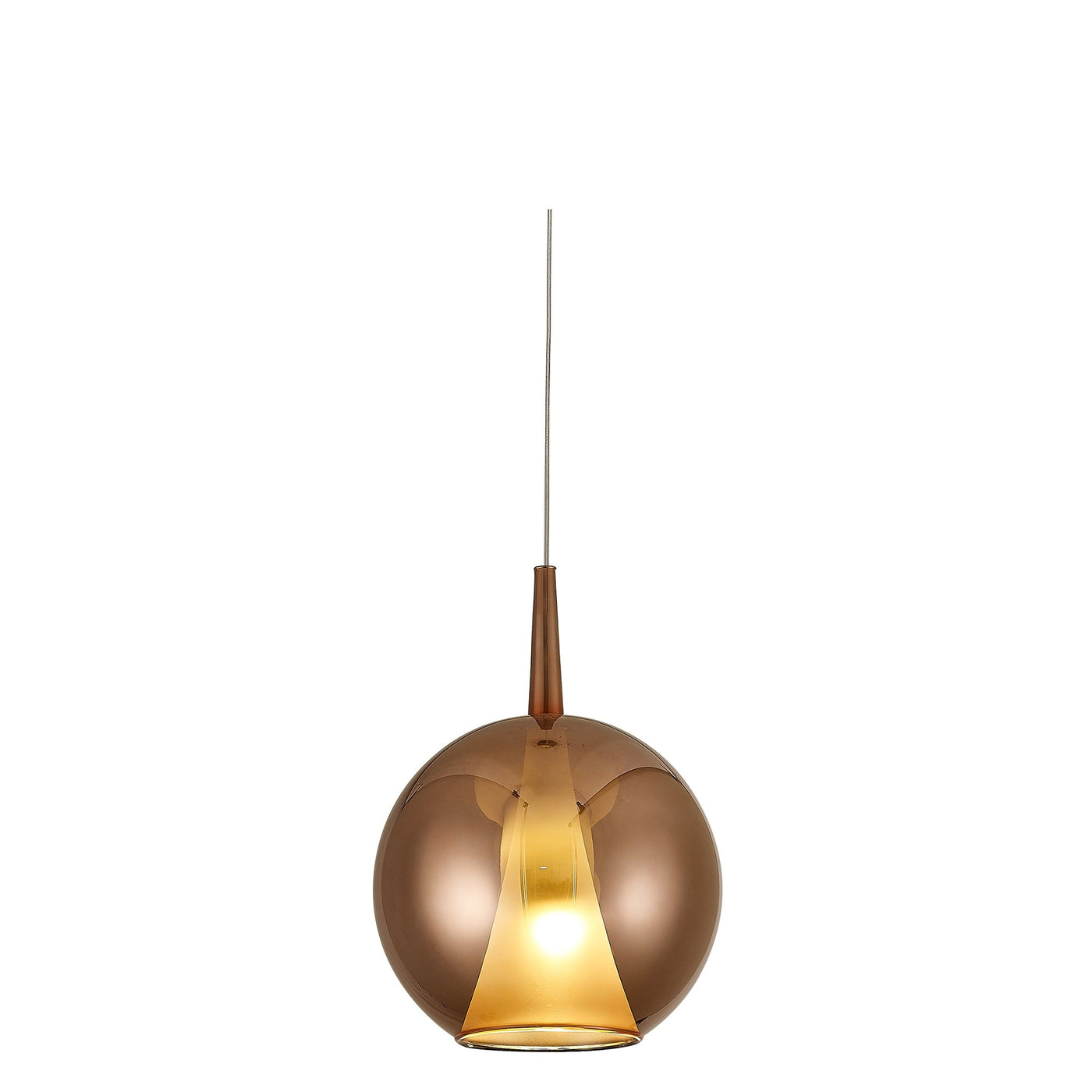 Suspension Elsa boule double verre cuivre, blanc Mantra 8241 + 8265