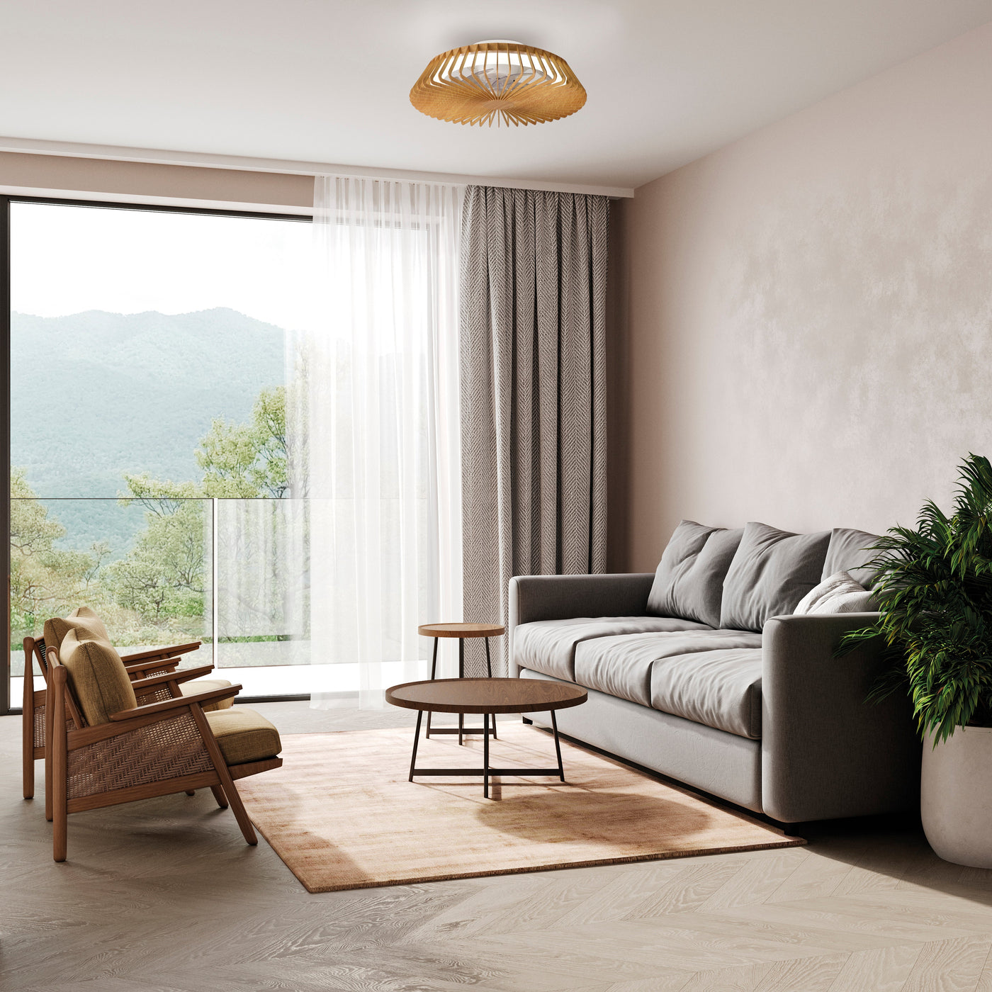 Plafonnier ventilateur Himalaya mini aspect bois Mantra 8198