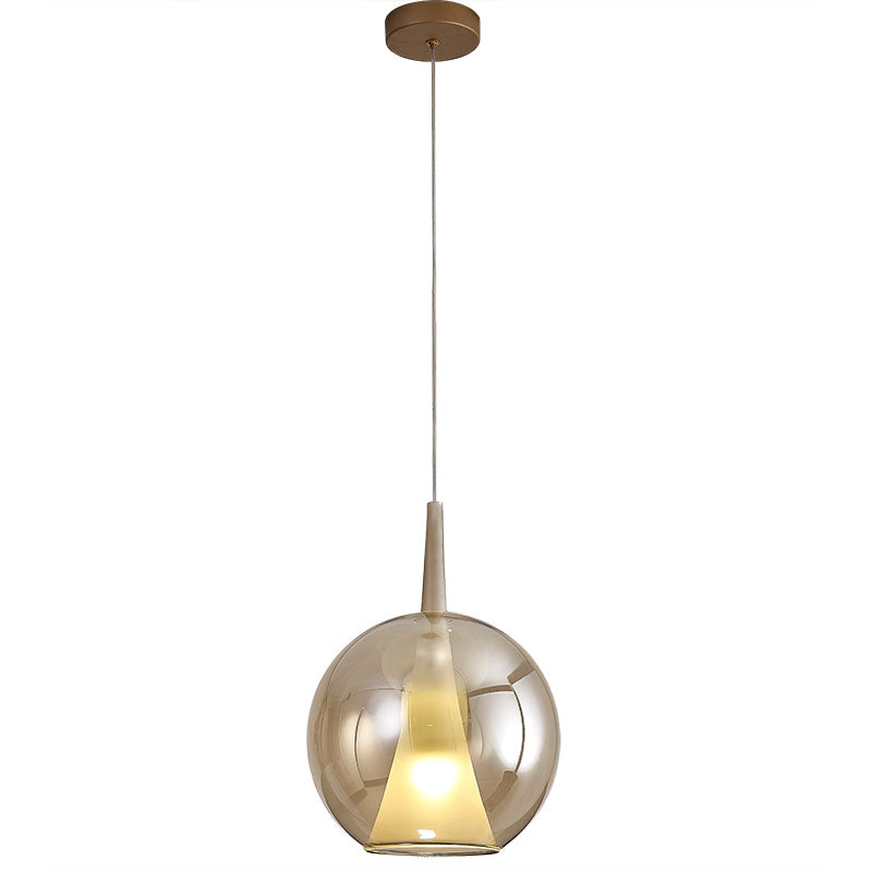 Suspension Elsa boule double verre bronze, blanc Mantra 8255