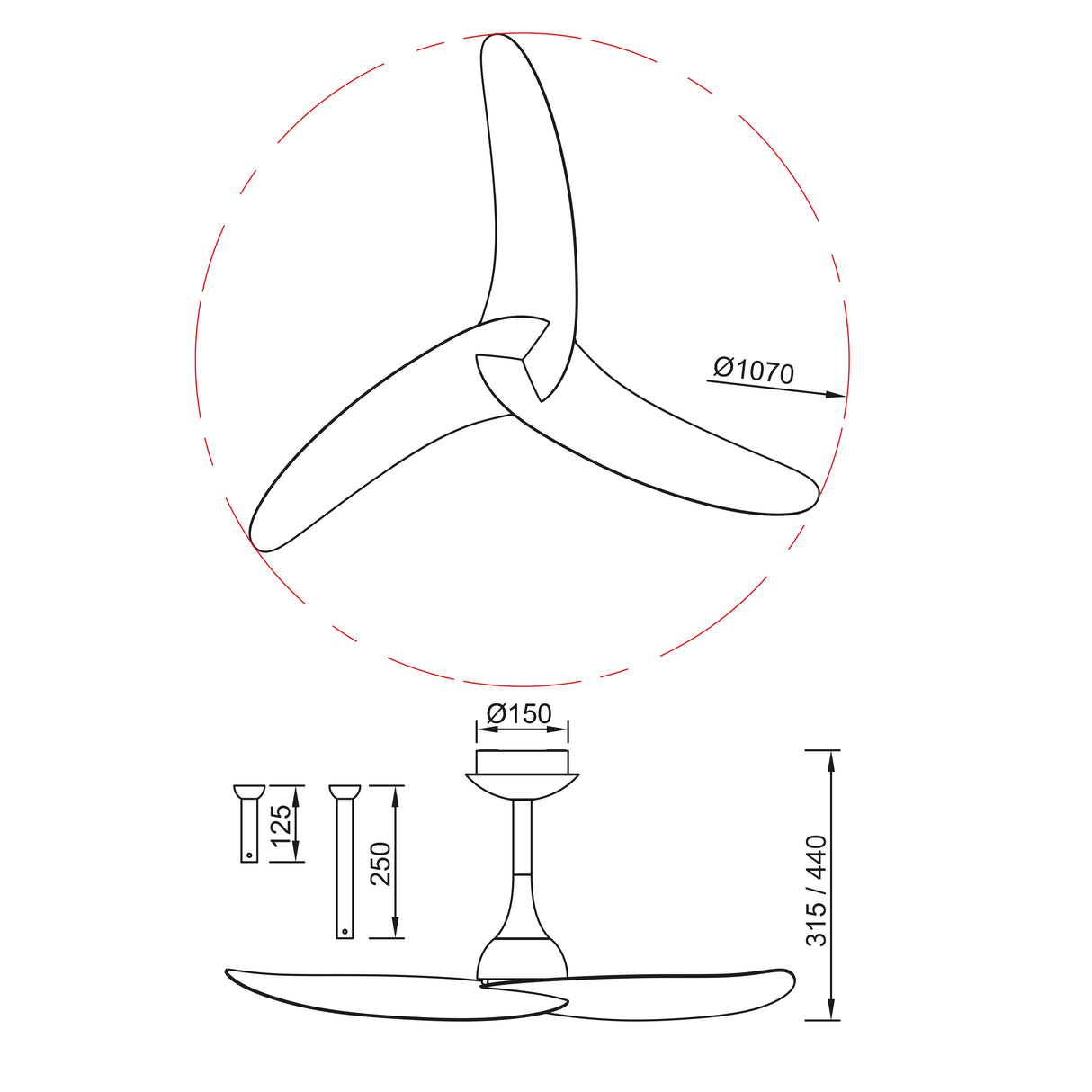 Plafonnier ventilateur IPANEMA noir et aspect bois Mantra 9040