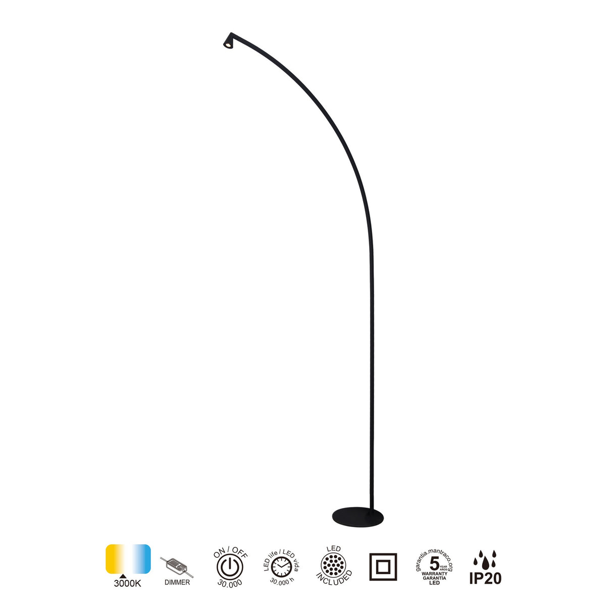 Lampadaire AFRICA noir GM led 8 watts Mantra 9416