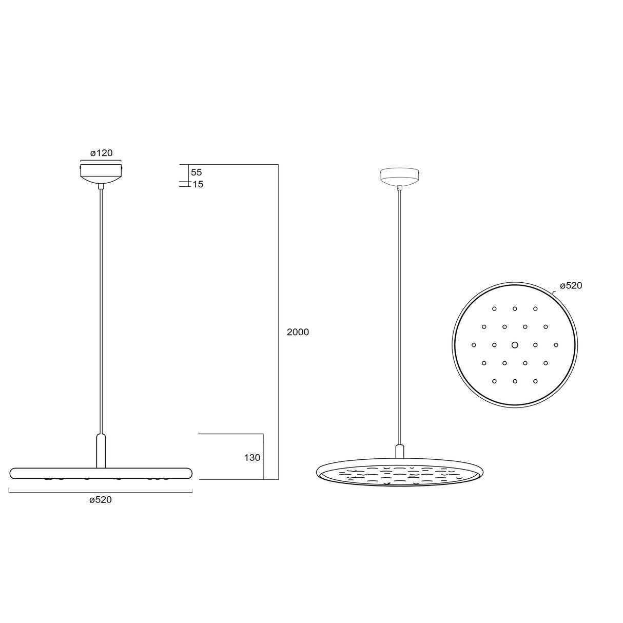 Suspension ACUSTIC doré mat/marron led 20 watts Mantra 9441
