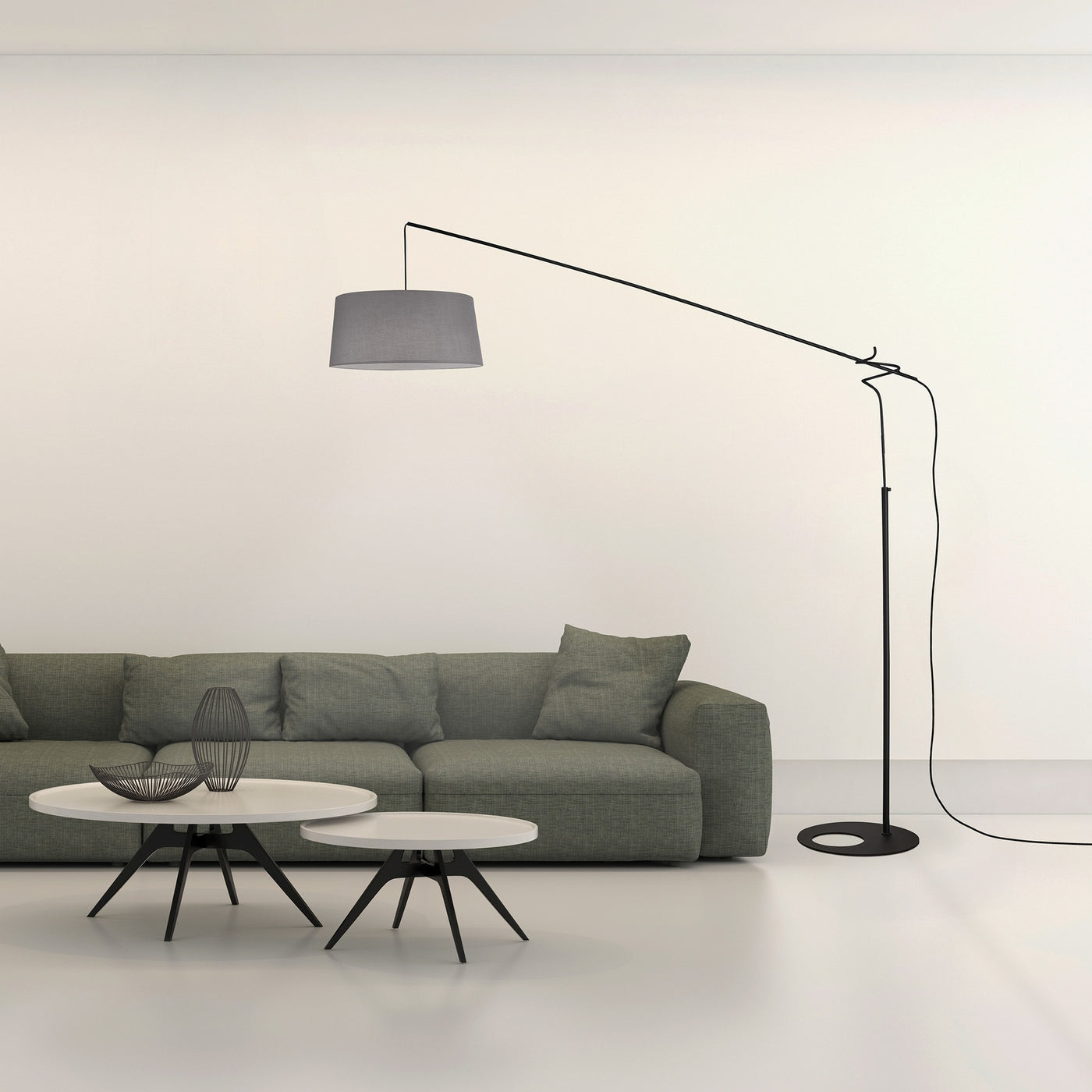 Lampadaire RICCA Pied avec abat jour crème 230cm max Mantra 9445+9447