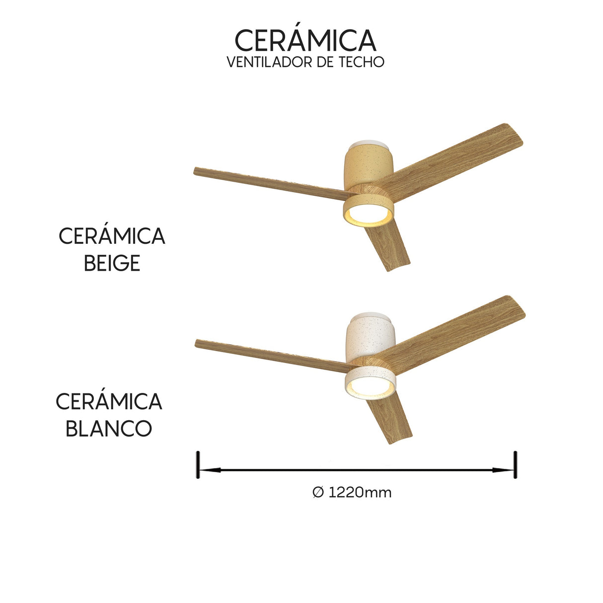 Plafonnier ventilateur CERAMICA blanc et bois Mantra 9479