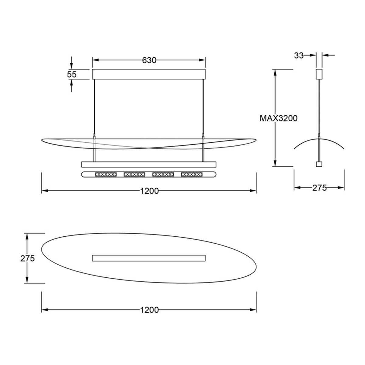 Suspension ABISAL hêtre CCT led 48 watts Mantra 9690