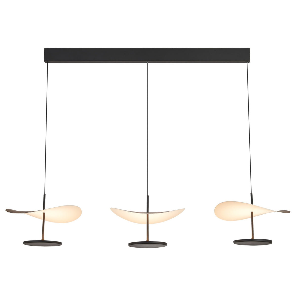 Suspension ABISAL noyer CCT 3 Lumières led 32 watts Mantra 9826