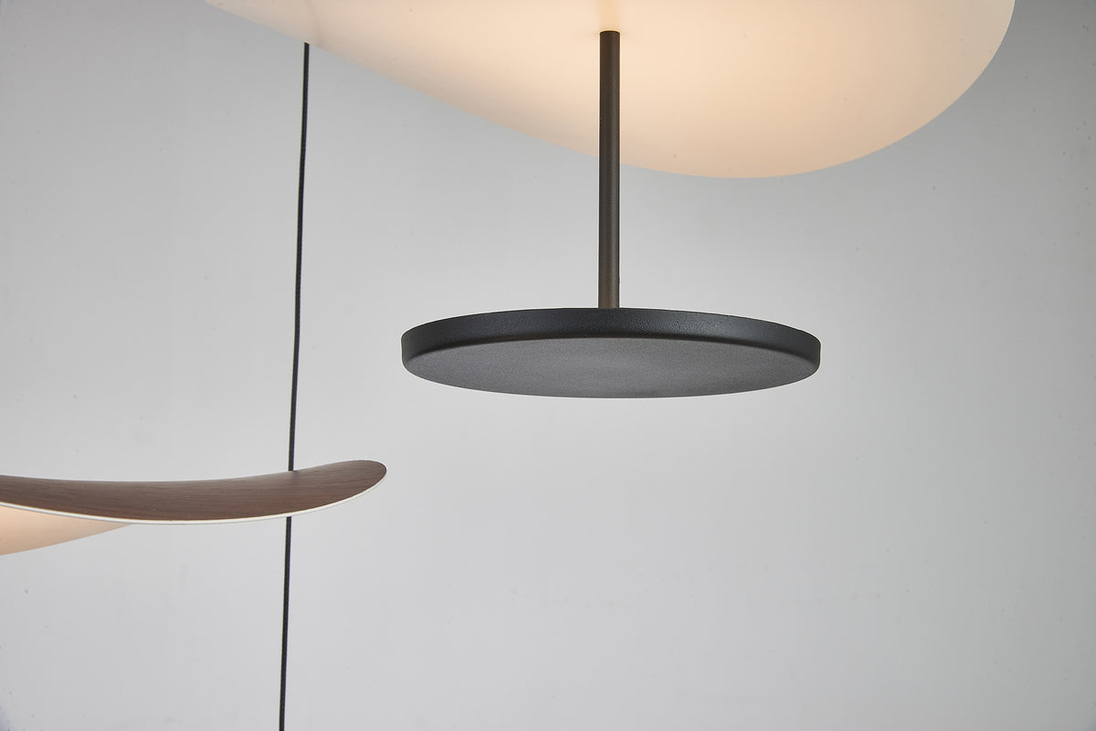 Suspension ABISAL noyer CCT 3 Lumières led 32 watts Mantra 9827