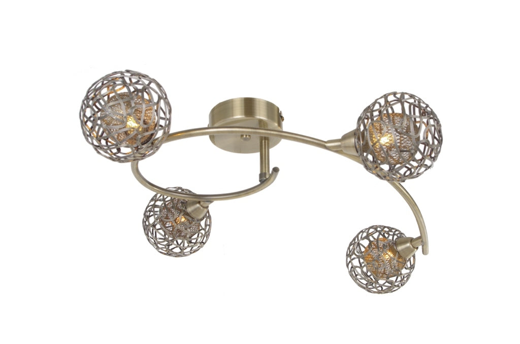 Plafonnier Earth laiton patiné 4 lumières LD 4012-4AC