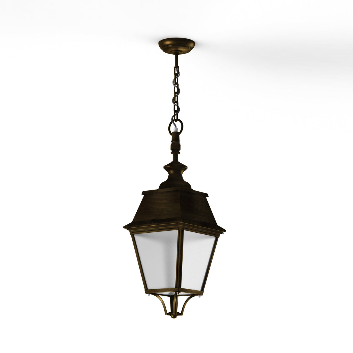 Suspension Avenue 4 N°1 LED 35W 2700°K Patine dorée 009 PMMA clair structuré 104353009