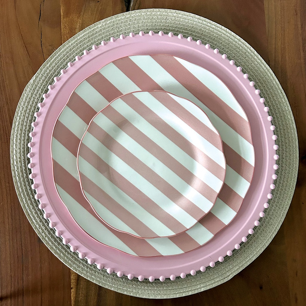 Set de 4 assiettes plate "TRATTORIA" rose D26,7cm 017784