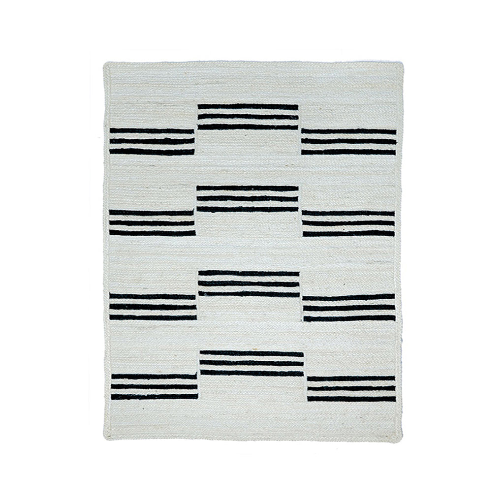 Tapis jute rayures noires 120X170cm 15686