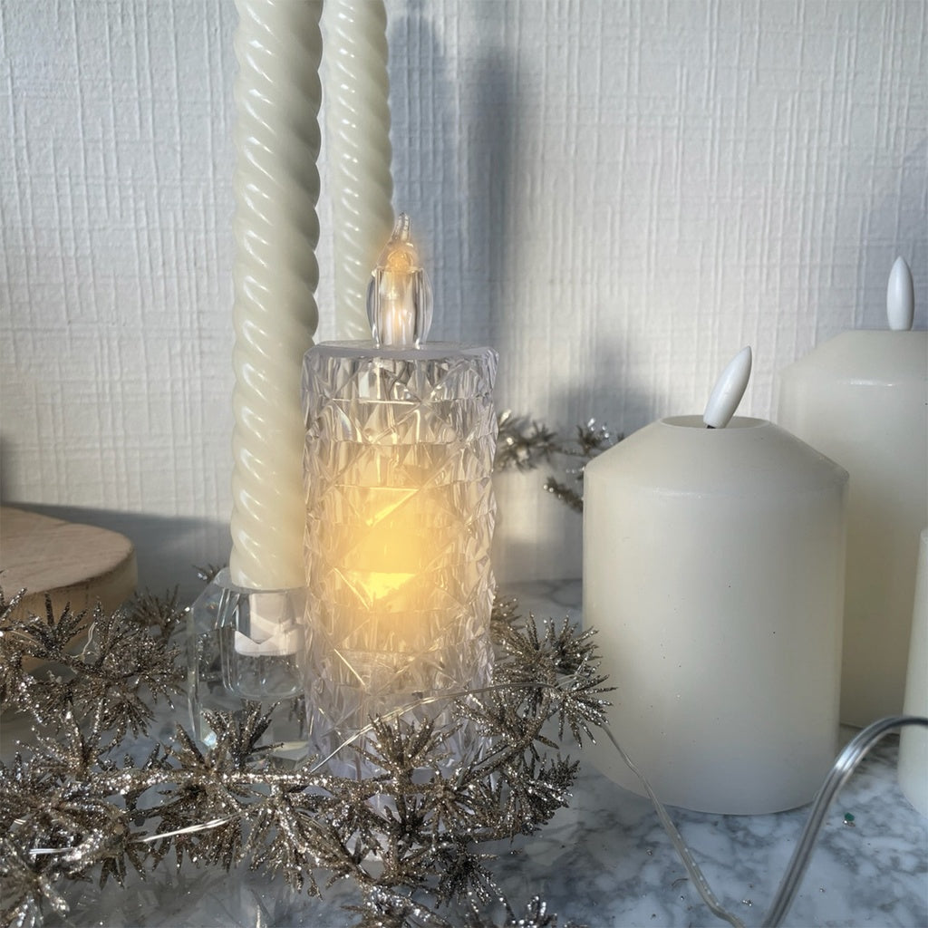 Déco Lot de 3 bougies LED facette D5,3cm H15,5cm 016244