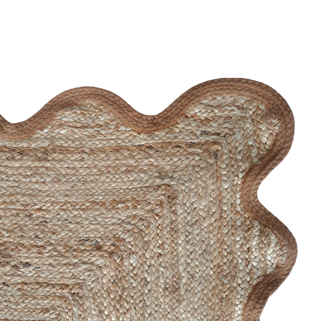 Tapis jute bordure ondule ocre 200x300cm 019144