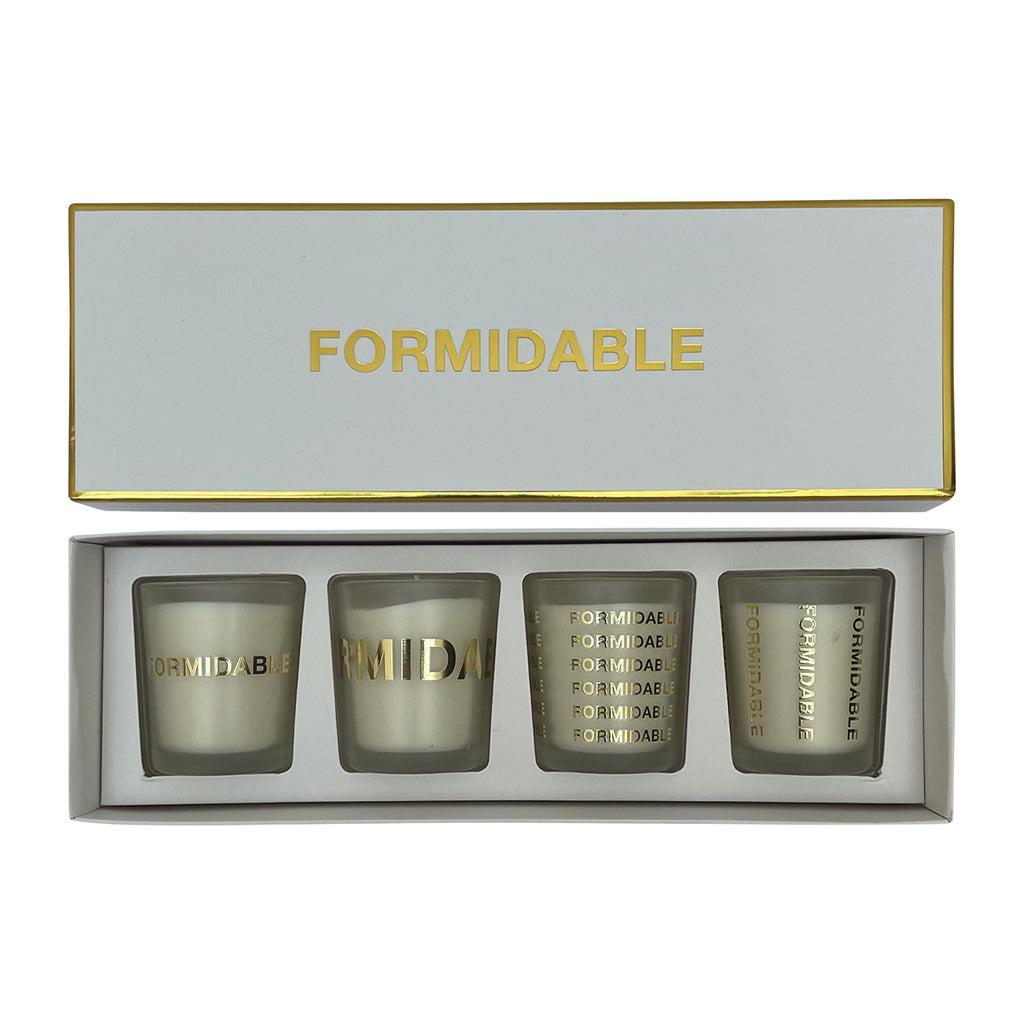 Coffret céladon "FORMIDABLE" 4 mini pots parfum figue sauvage bougies 017707