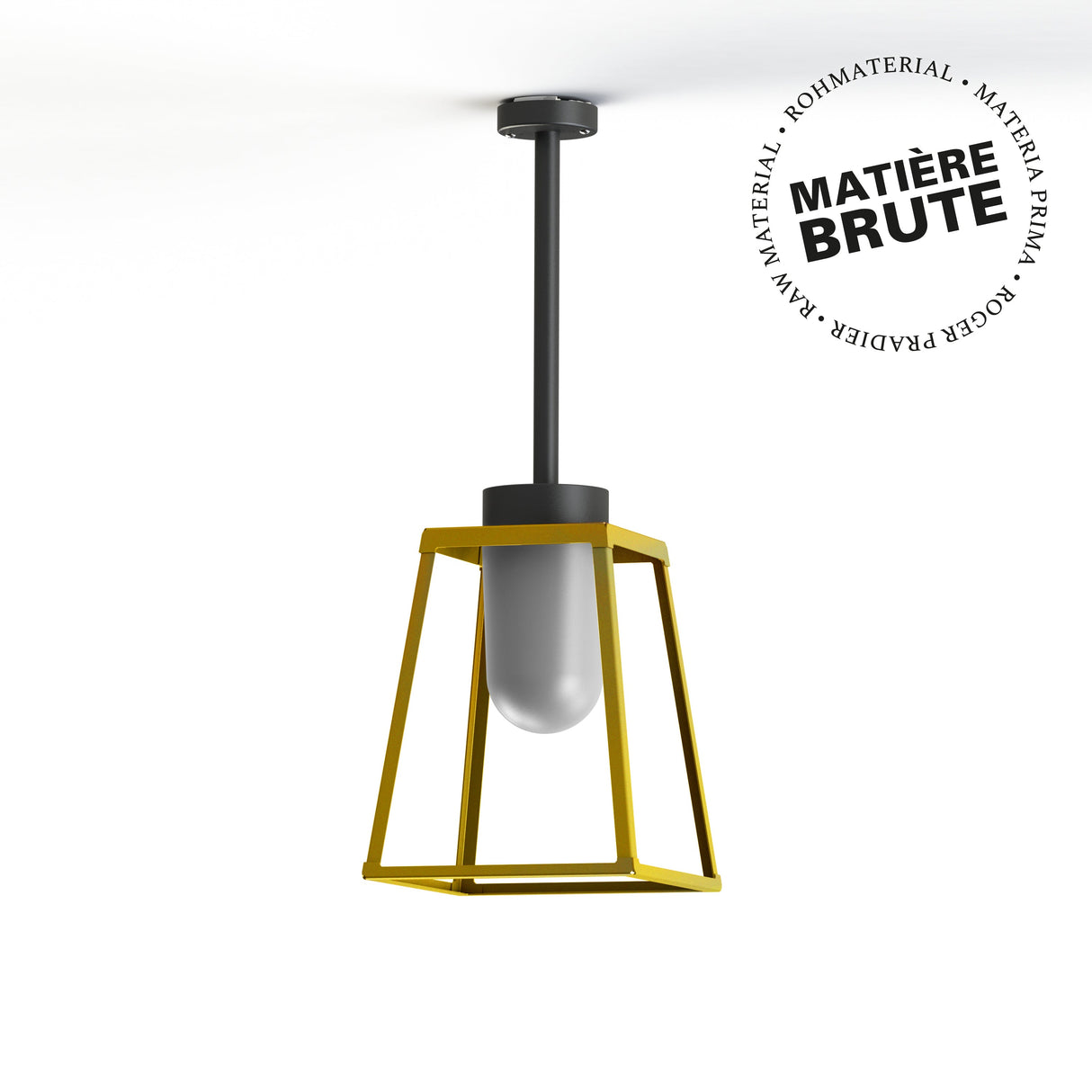 Plafonnier Lampiok 2 N°1 Laiton brut 072 Diffuseur opale - Gris noir 107 178002072