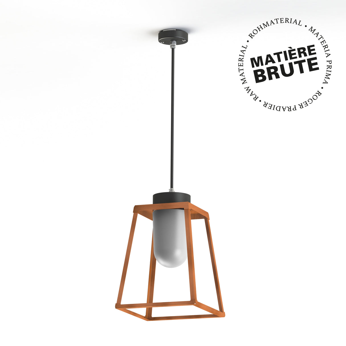 Suspension Lampiok 2 N°2 Cuivre brut 082 Diffuseur opale - Gris noir 107 178004082