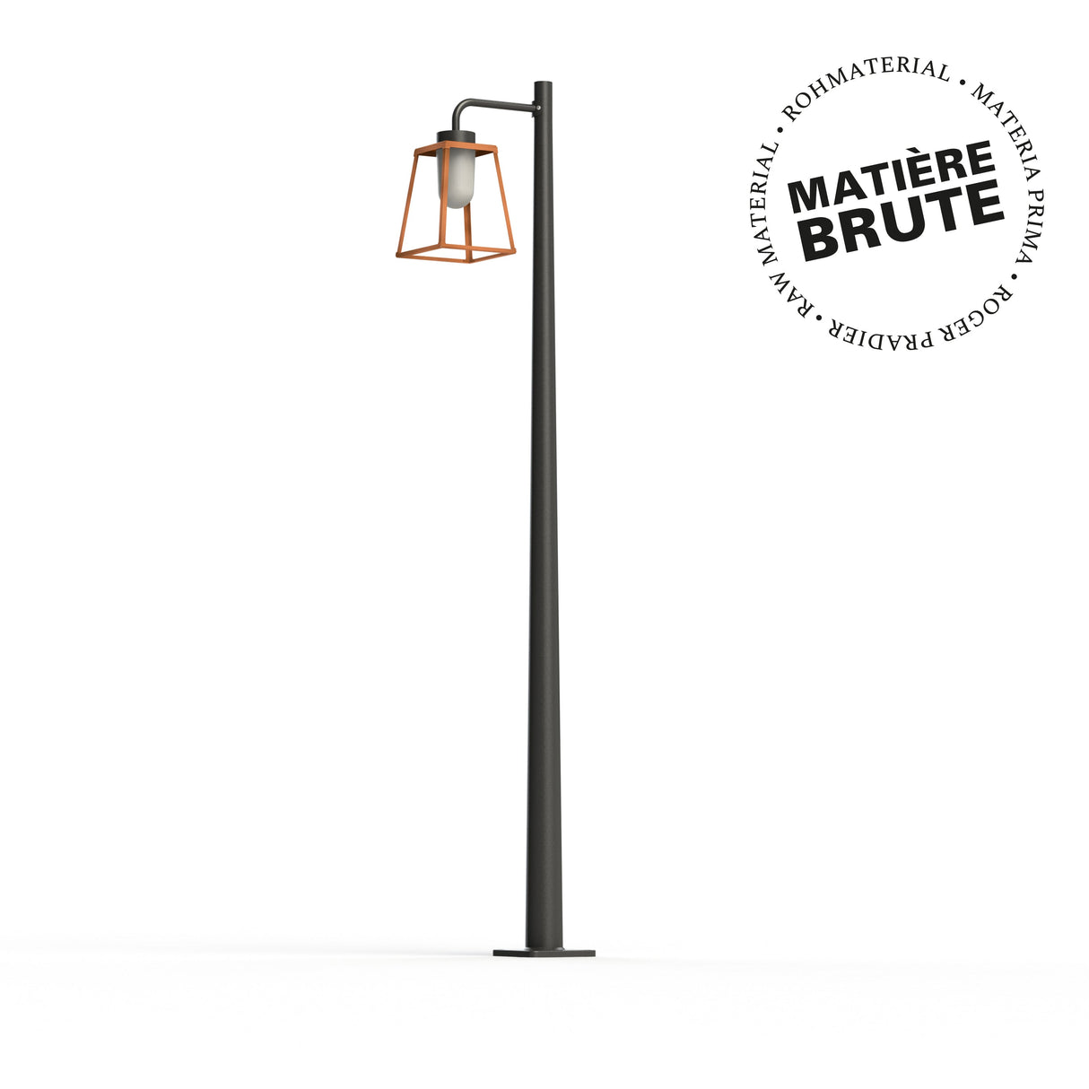 Lampadaire Lampiok 2 N°4 Cuivre brut 082 Diffuseur opale - Gris noir 107 178012082