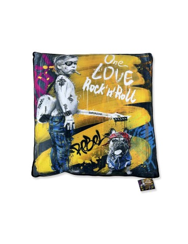 LOT DE 2 COUSSINS LE PETIT ROCKER ET SON CHIEN by ROMARIC