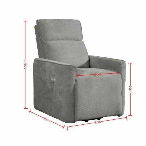 Fauteuil PRAGA Power Lift gris CASA THAI 4581