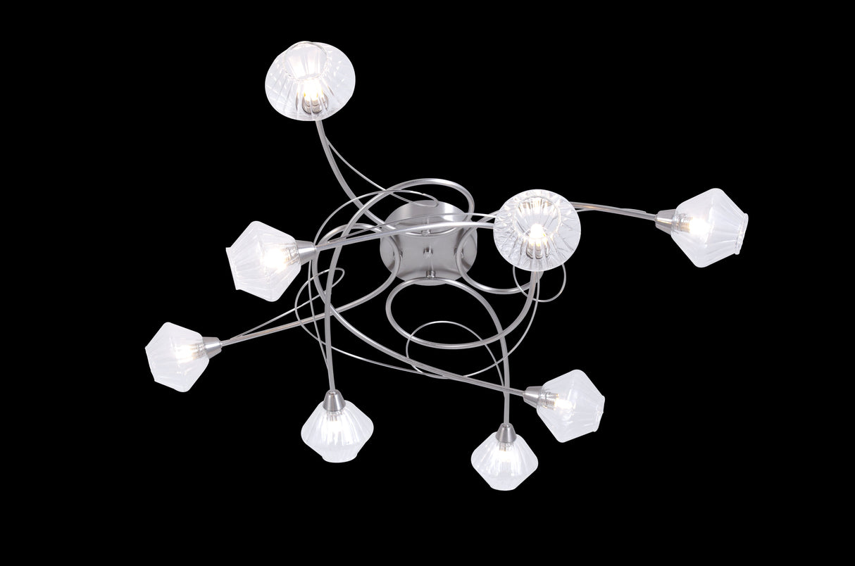 Plafonnier Diamant 8L nickel satiné hj5149-8sc