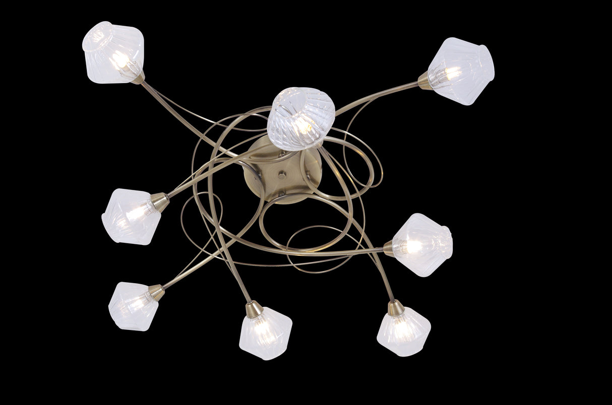 Plafonnier Diamant 8L laiton patiné HJ5149-8ac