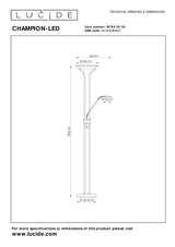 Lampadaire CHAMPION chrome dépoli LUCIDE 19792/24/12
