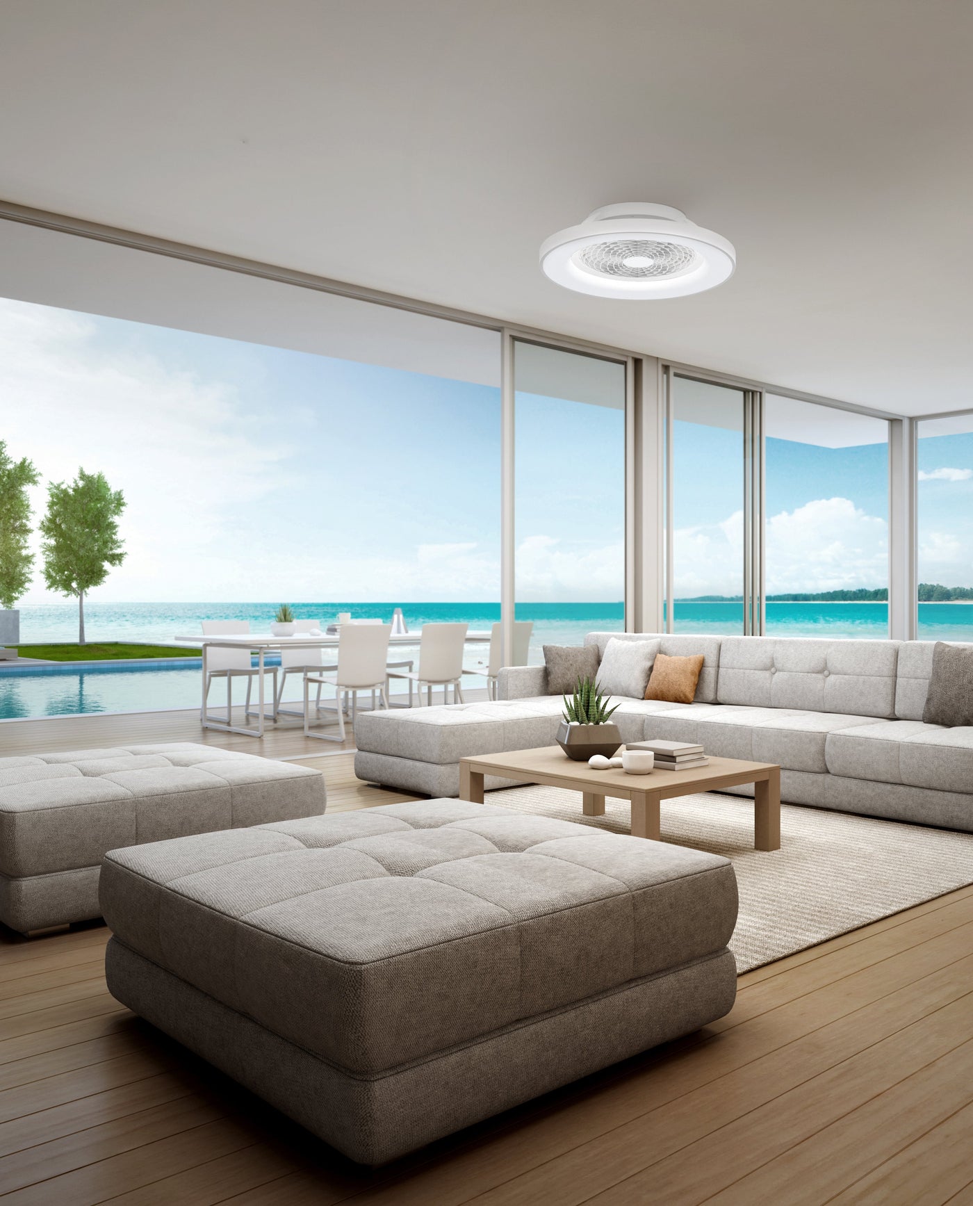 Plafonnier ventilateur Tibet blanc Mantra 7123