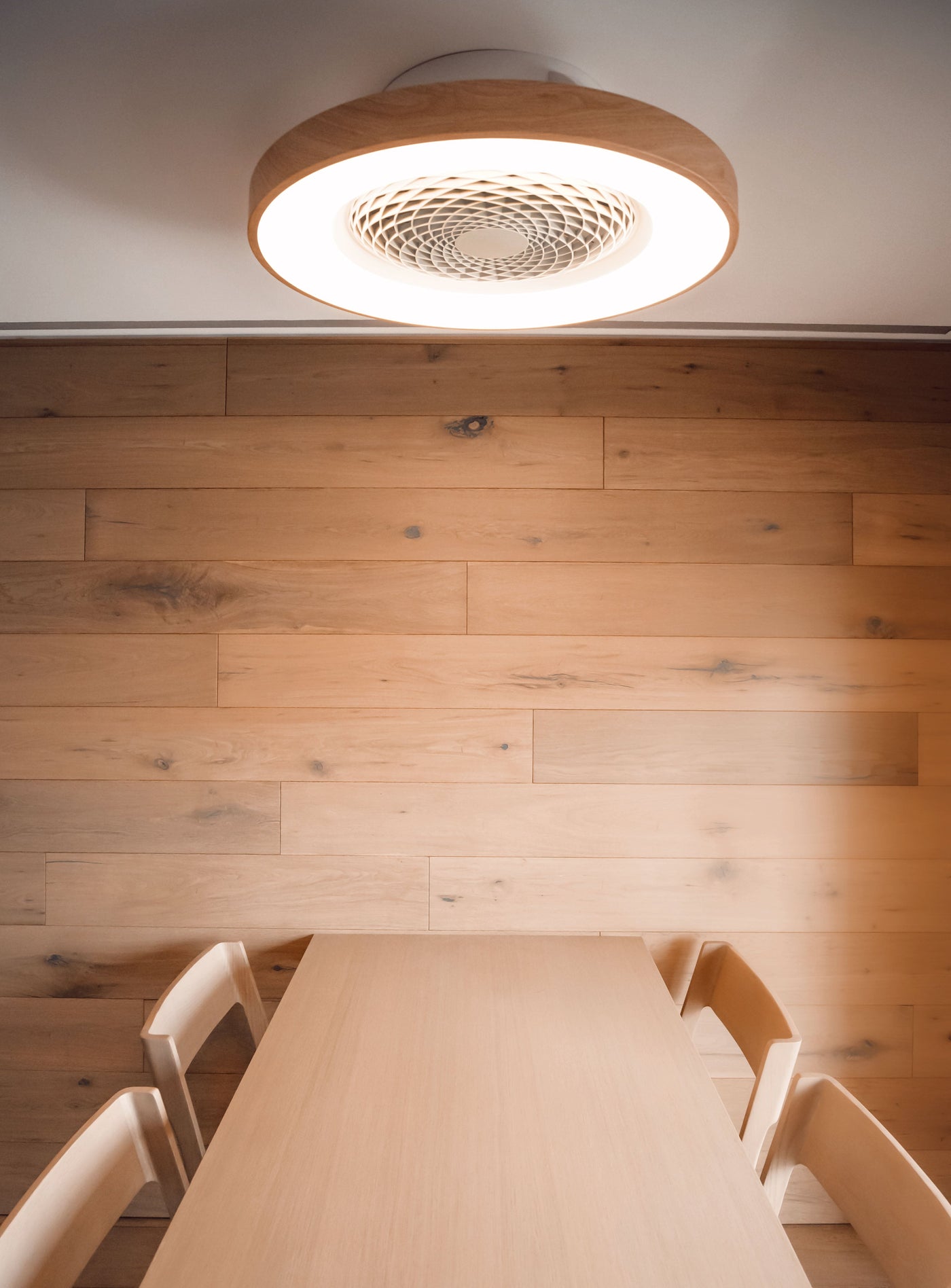 Plafonnier ventilateur Tibet blanc et bois Mantra 7126