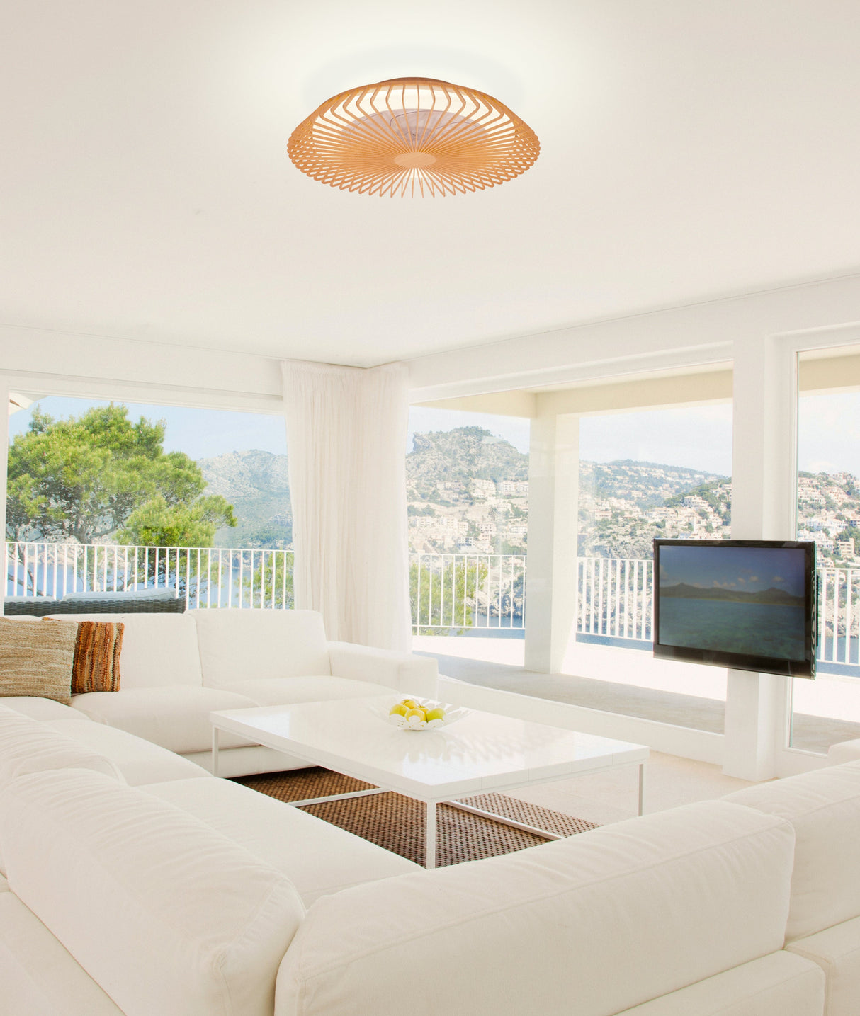 Plafonnier ventilateur Himalaya aspect bois Mantra 7128