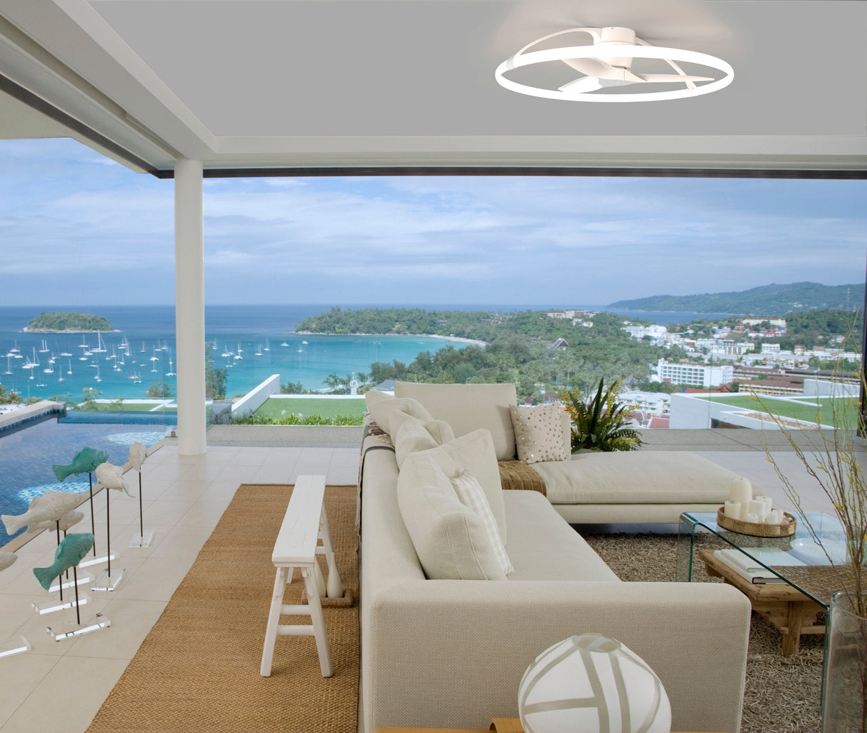 Plafonnier ventilateur Nepal blanc Mantra 7530