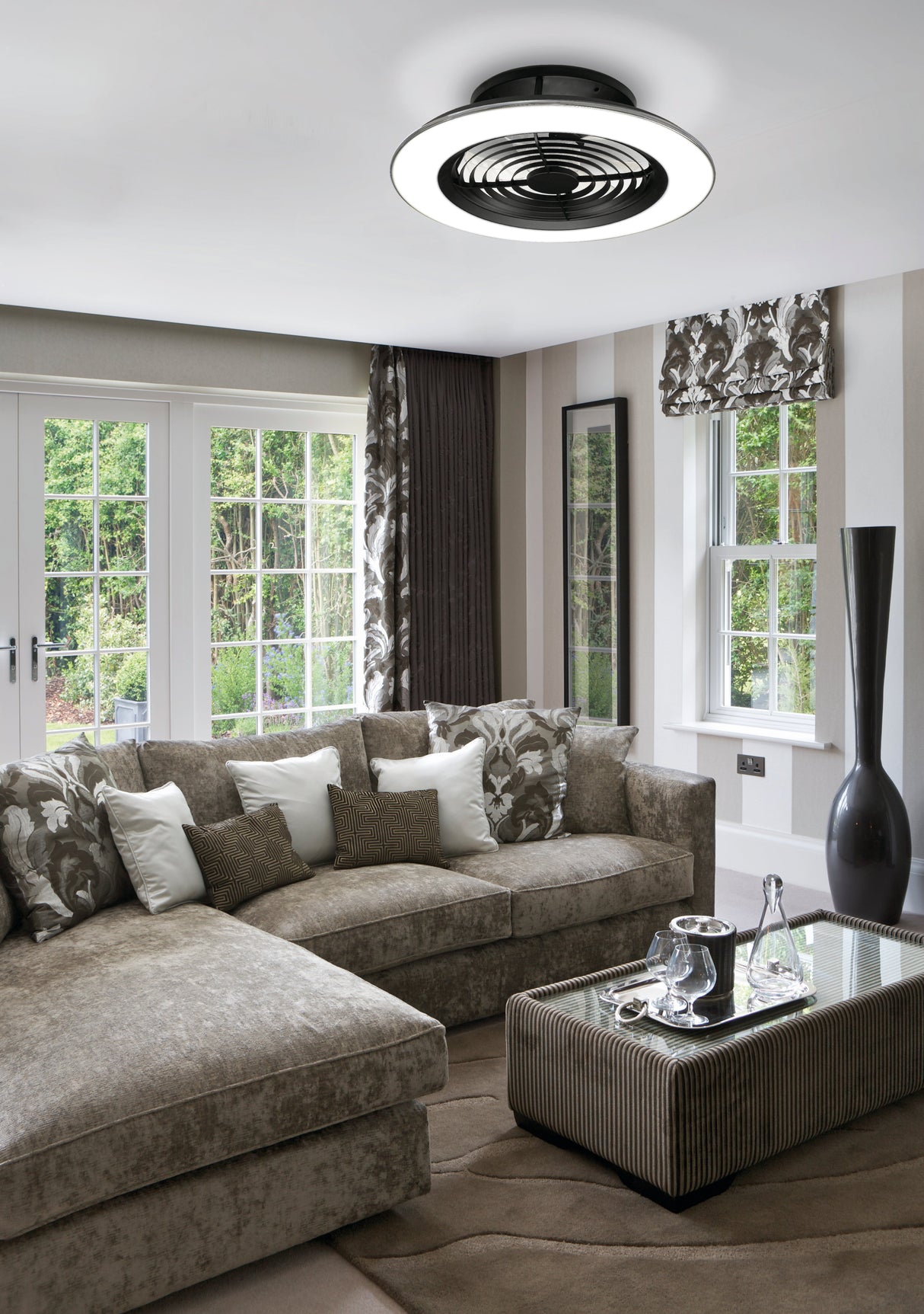 Plafonnier ventilateur Alisio moyen noir Mantra 7800