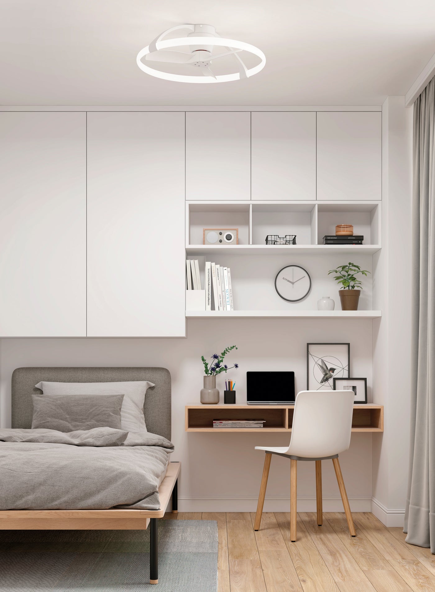 Plafonnier ventilateur Nepal mini blanc Mantra 7801