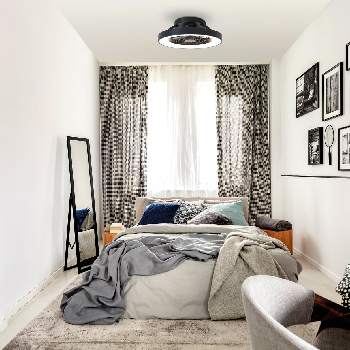 Plafonnier ventilateur Tibet mini noir Mantra 7805