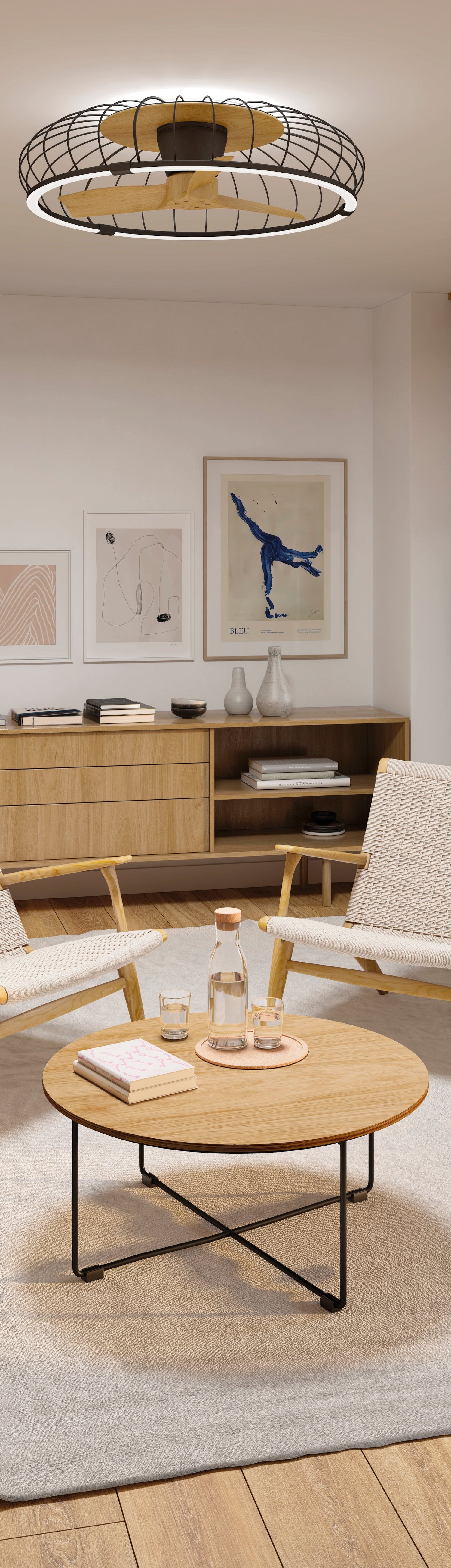 Plafonnier ventilateur Nature noir et bois Mantra 7808