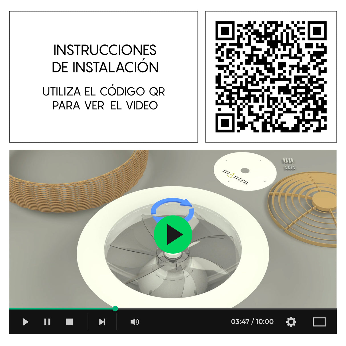 Plafonnier ventilateur Kilimanjaro Mantra 7811