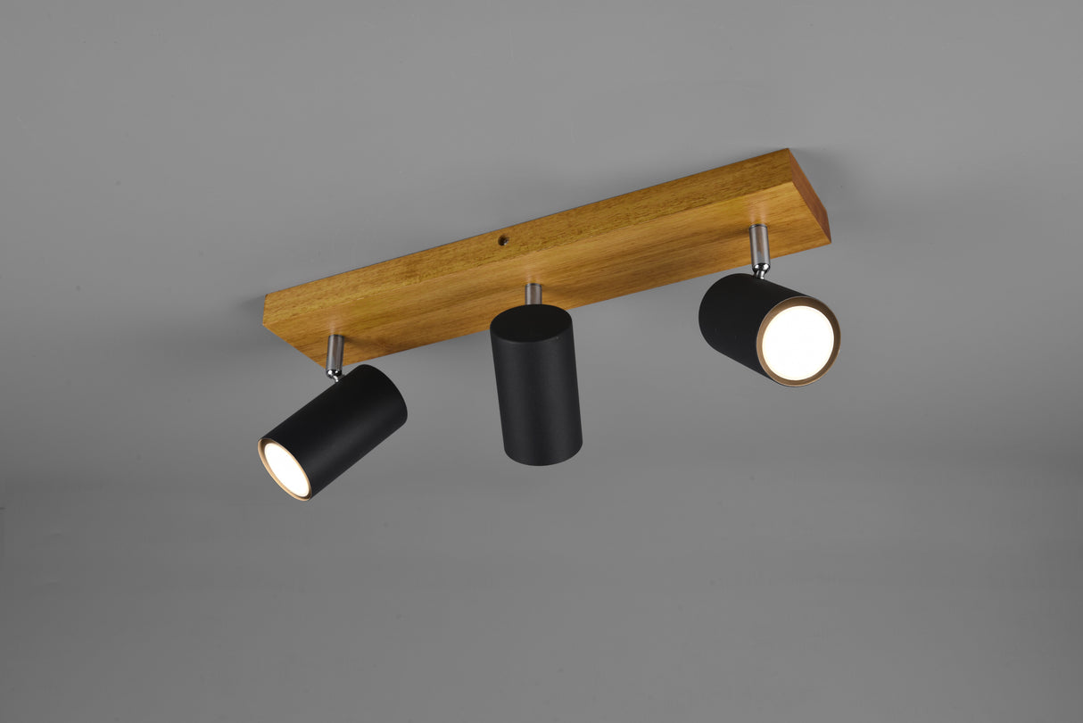 Réglette spot Marley noir/bois 3L 812400332