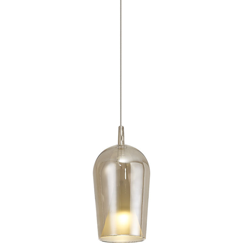 Suspension Elsa longue double verre bronze, blanc Mantra 8254+8265