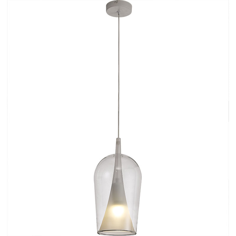 Suspension Elsa longue double verre transparent, blanc Mantra 8257