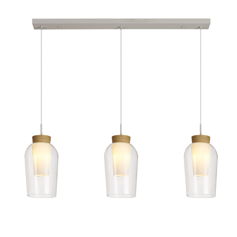 Suspension Nora Blanche/Bois 3 lumières Mantra 8277