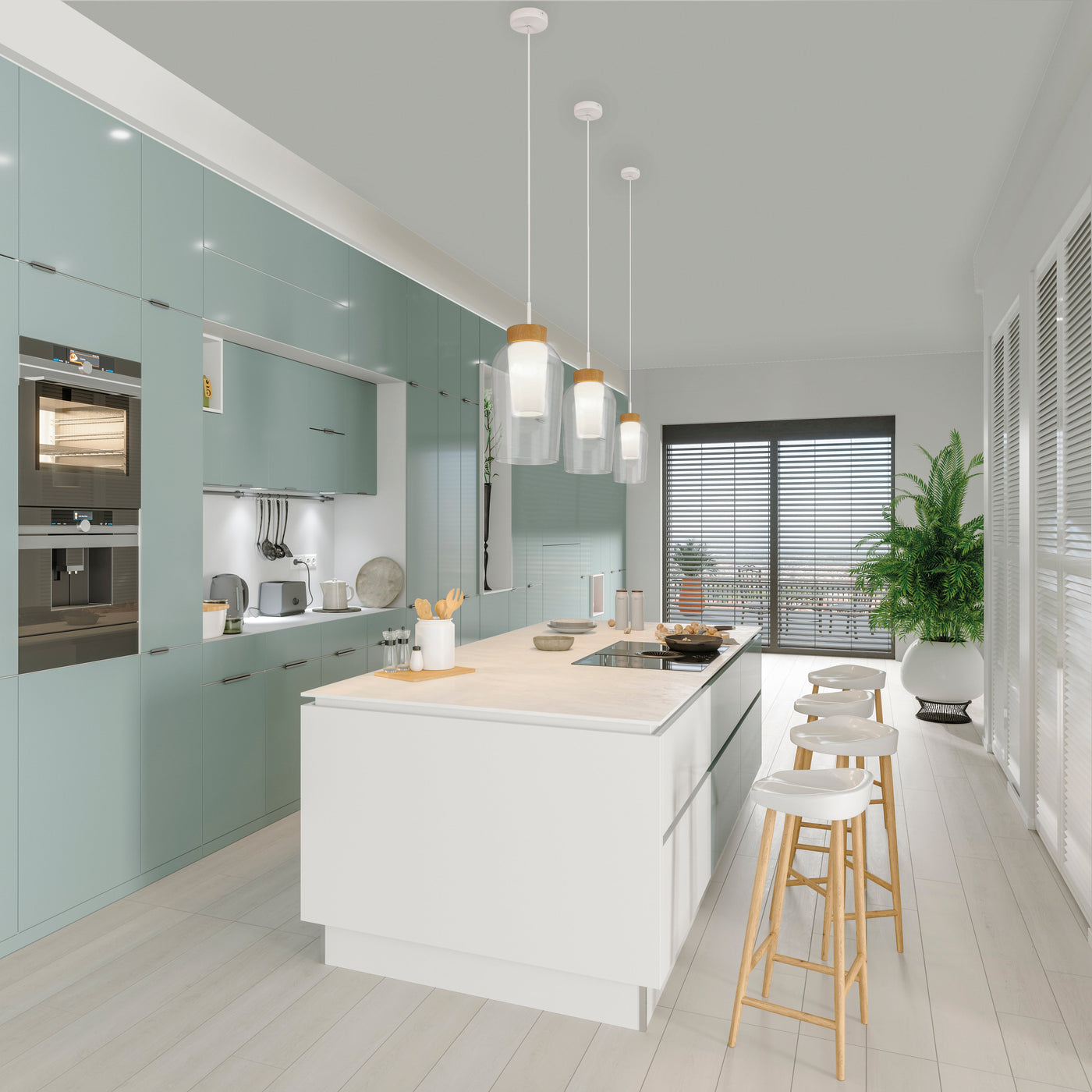 Suspension Nora Blanc/Bois 1 lumière Mantra 8278