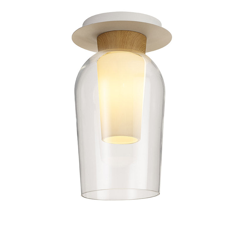 Plafonnier NORA Blanc/Bois H34 cm Mantra 8279