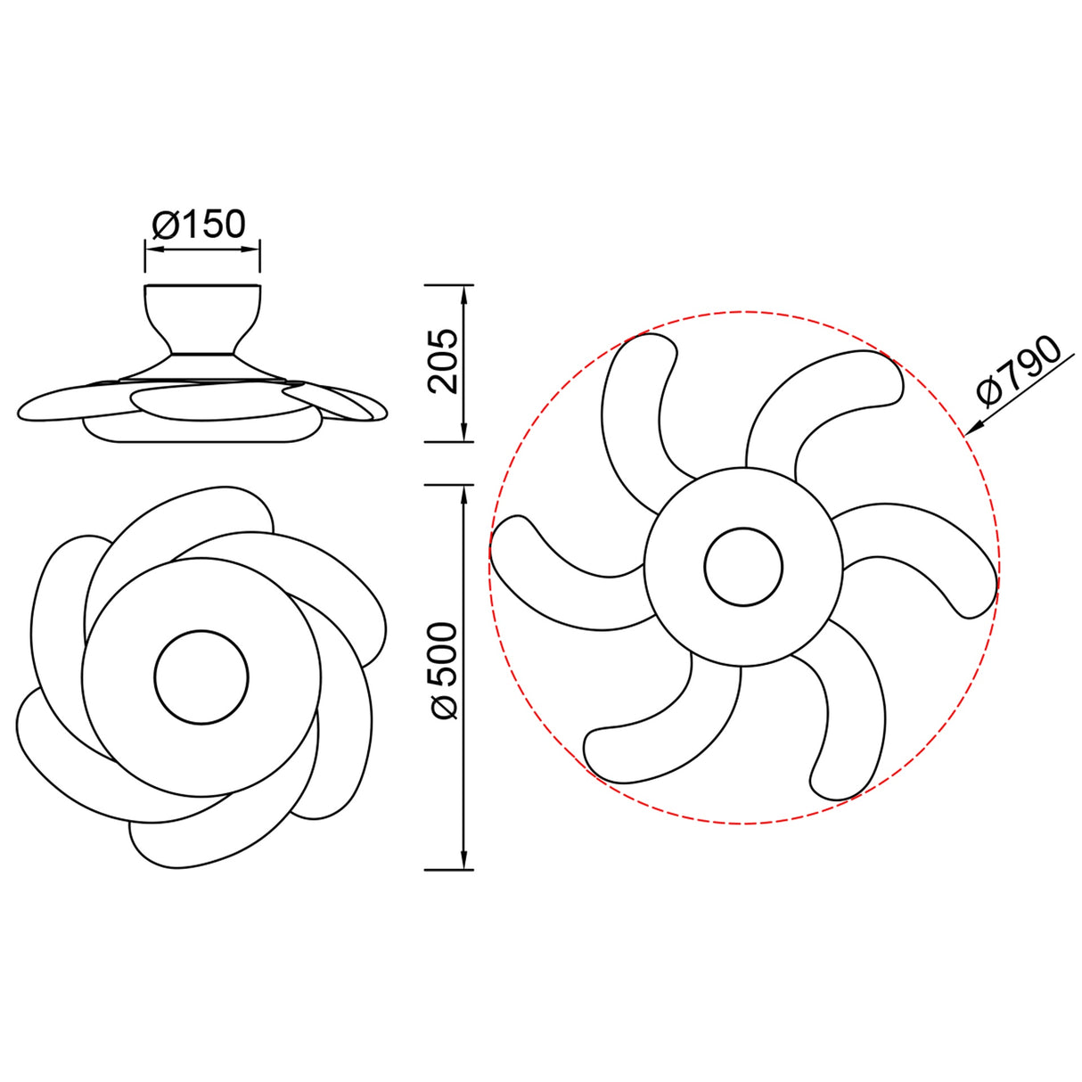 Plafonnier ventilateur FLOWER blanc Mantra 8703