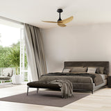 Plafonnier ventilateur IPANEMA noir et aspect bois Mantra 9041