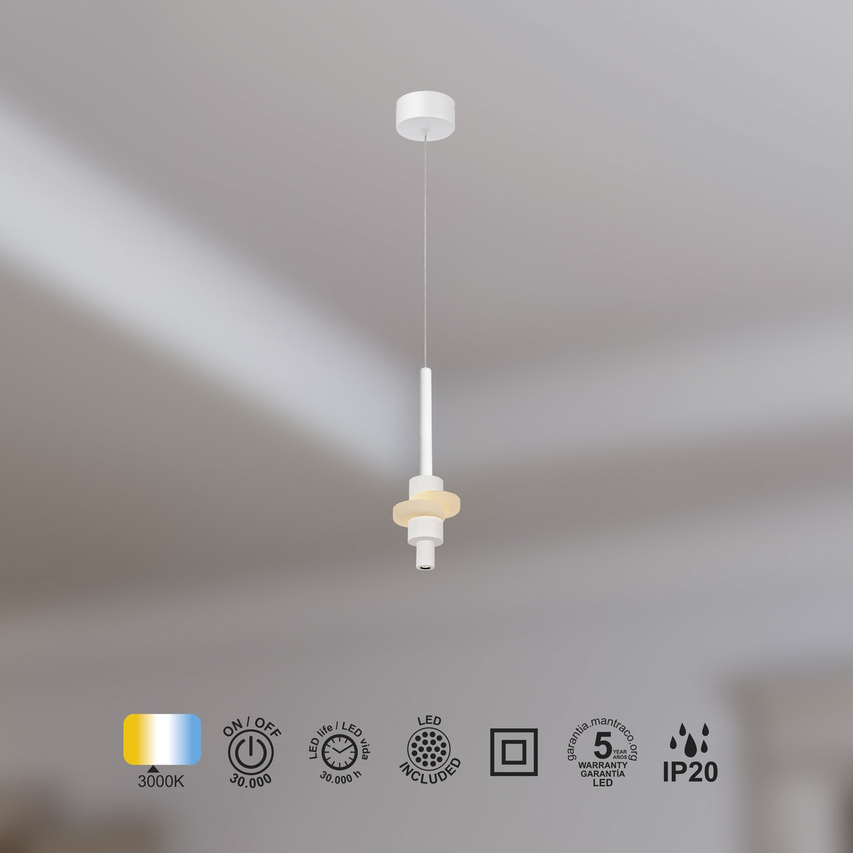 Suspension BETTY blanche led 7 watts Mantra 9425