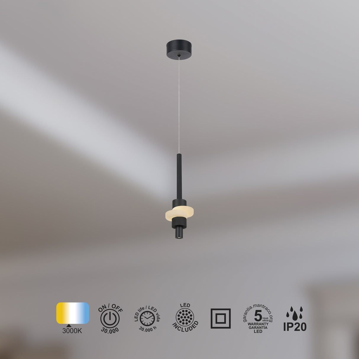 Suspension BETTY noire led 7 watts Mantra 9426